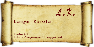Langer Karola névjegykártya